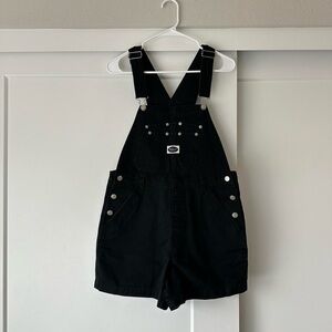 Black Denim Women's Short Overalls
